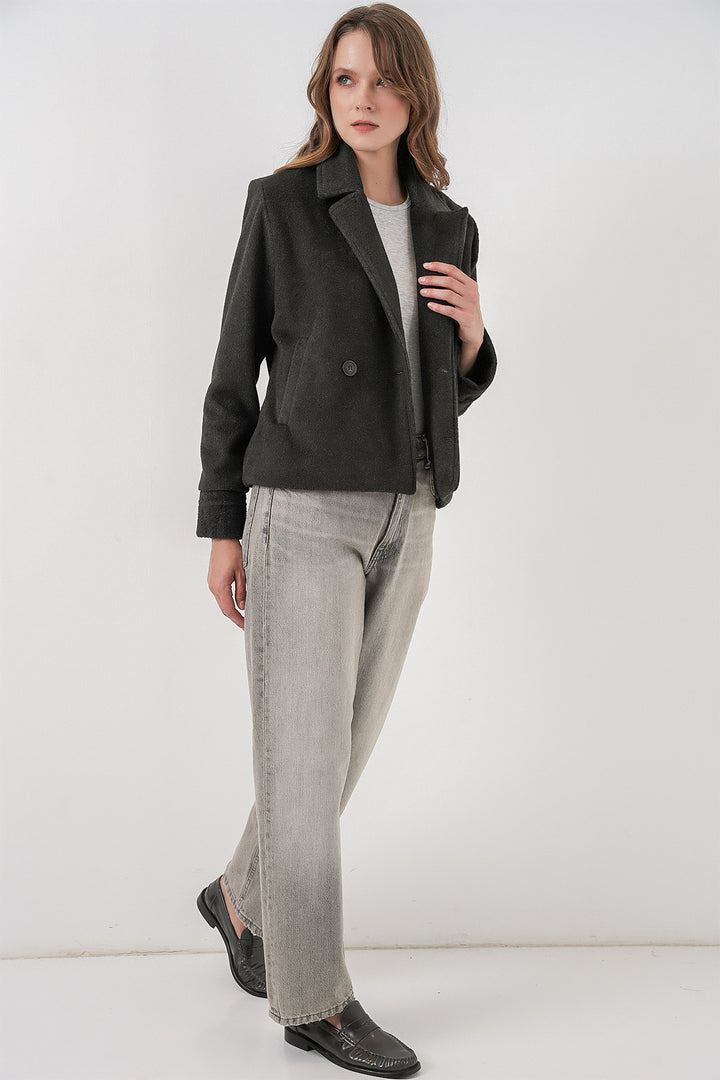 Bigdart Veste en laine courte pour femme 0725 - Anthracite