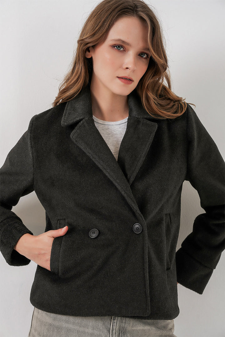 Bigdart Veste en laine courte pour femme 0725 - Anthracite