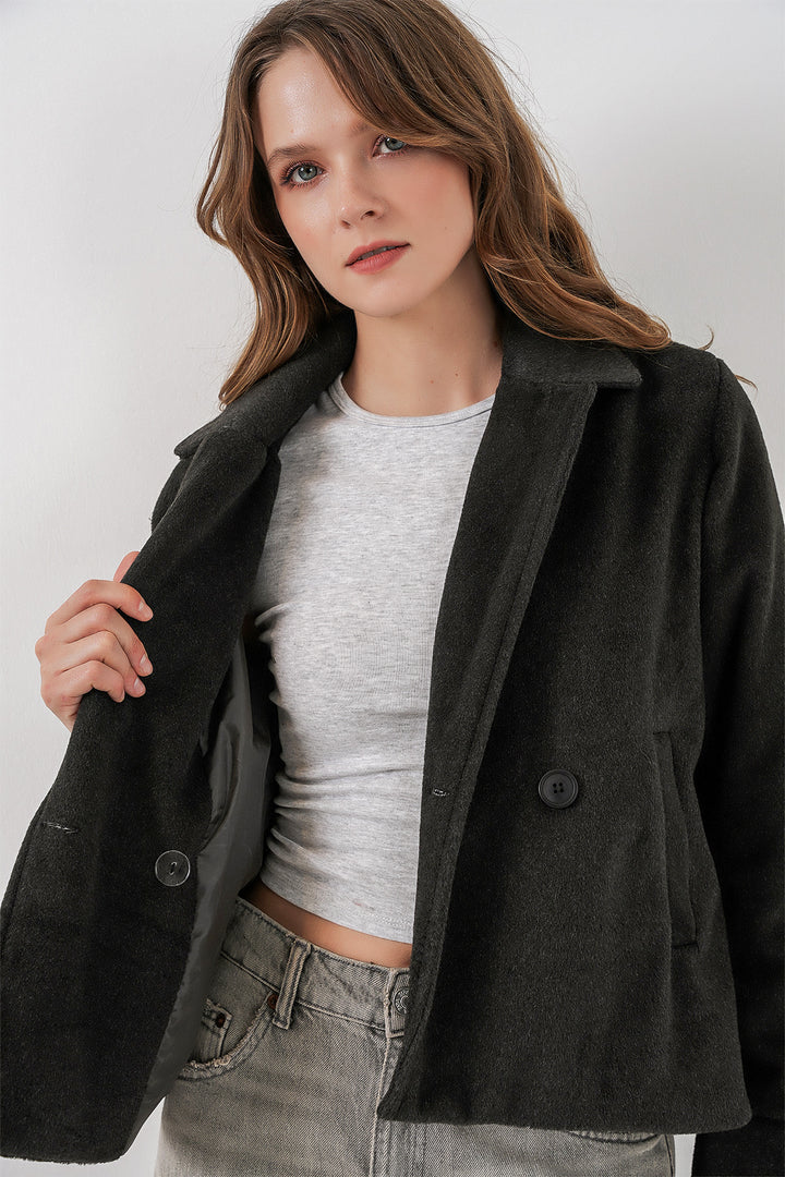 Bigdart Veste en laine courte pour femme 0725 - Anthracite