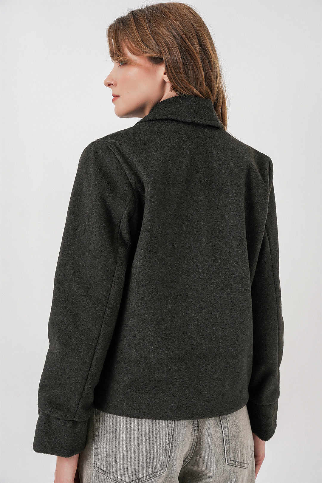 Bigdart Veste en laine courte pour femme 0725 - Anthracite
