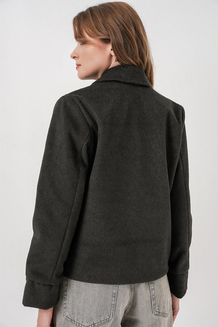 Bigdart Veste en laine courte pour femme 0725 - Anthracite