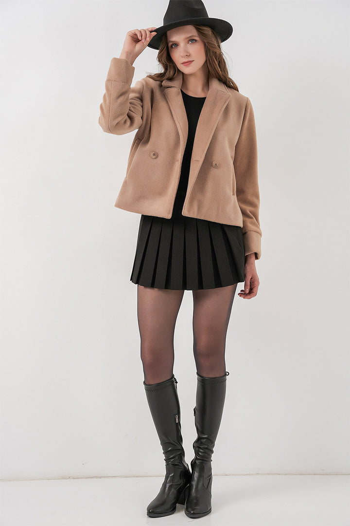 Bigdart Veste en laine courte pour femme 0725 - Biscuit