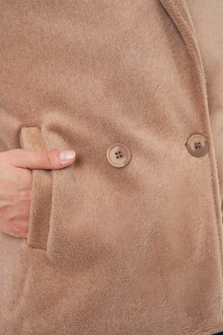 Bigdart Veste en laine courte pour femme 0725 - Biscuit