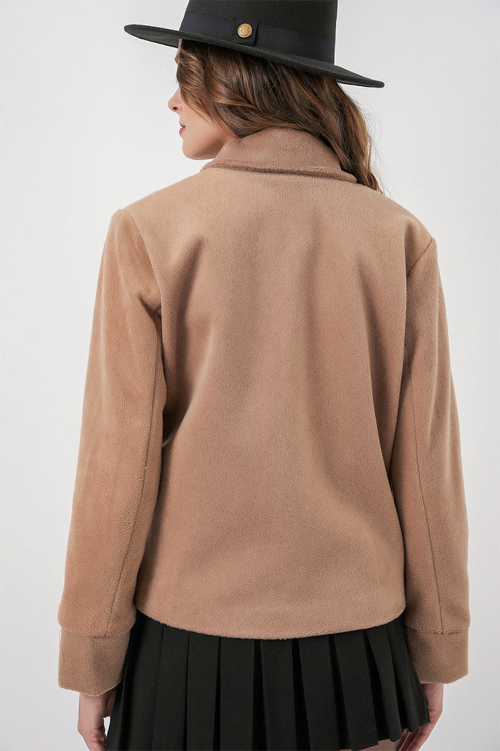 Bigdart Veste en laine courte pour femme 0725 - Biscuit
