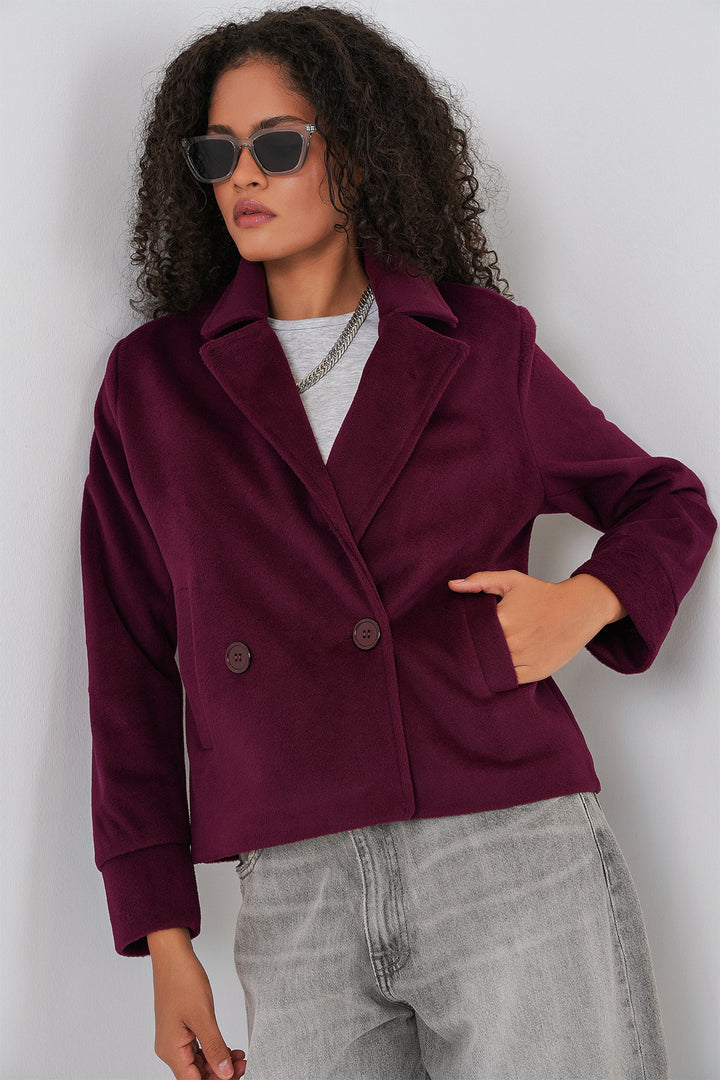 Bigdart Veste courte en laine pour femme 0725 - Bordeaux