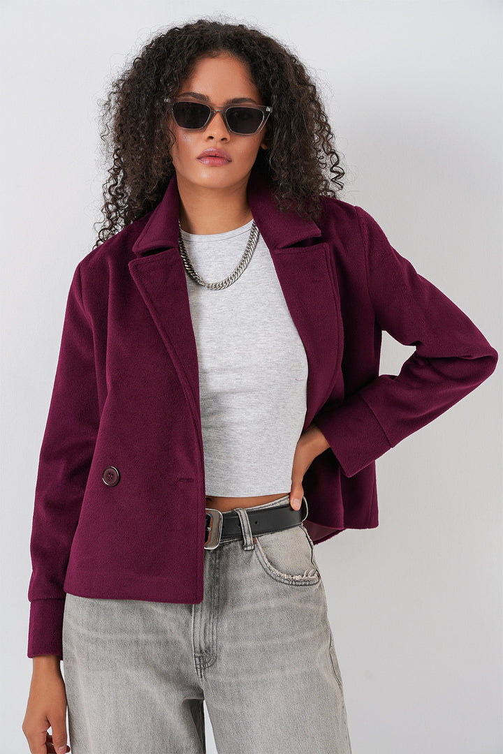 Bigdart Veste courte en laine pour femme 0725 - Bordeaux