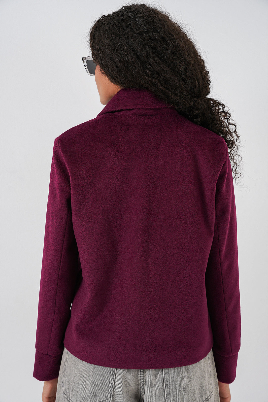 Bigdart Veste courte en laine pour femme 0725 - Bordeaux