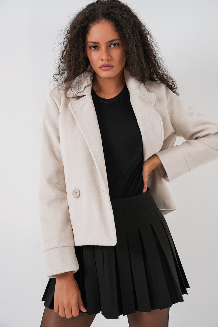 Bigdart Veste courte en laine pour femme 0725 - Écru