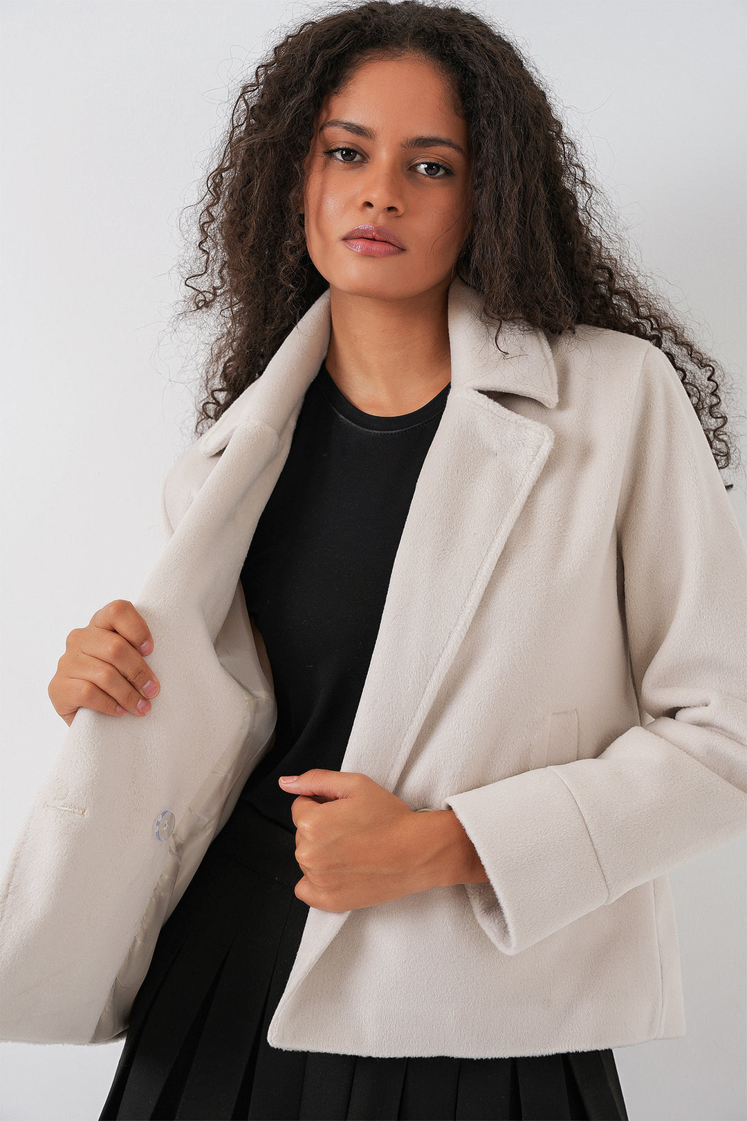 Bigdart Veste courte en laine pour femme 0725 - Écru