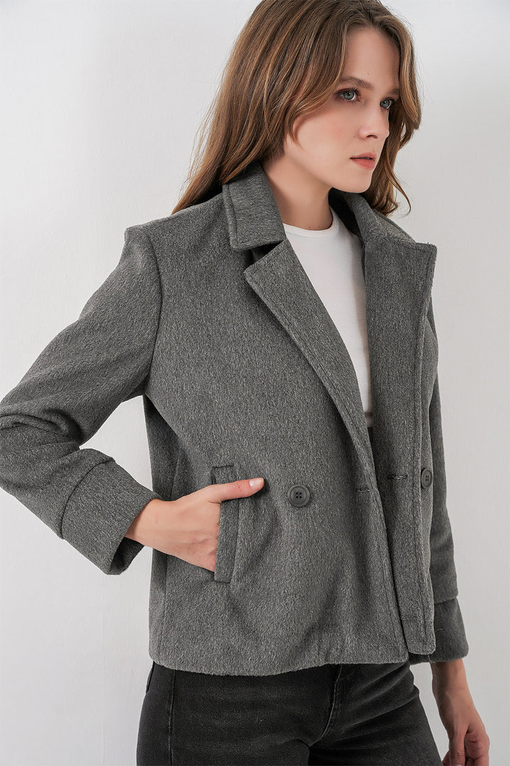Bigdart Veste en laine courte pour femme 0725 - Gris
