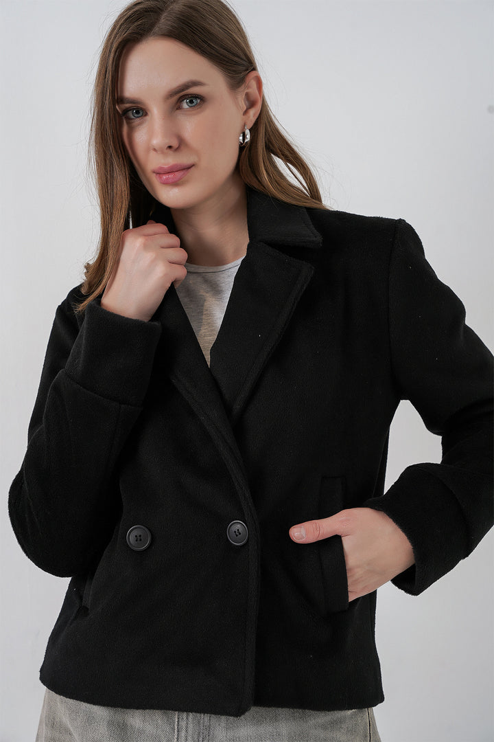 Bigdart Veste en laine courte pour femme 0725 - Noir