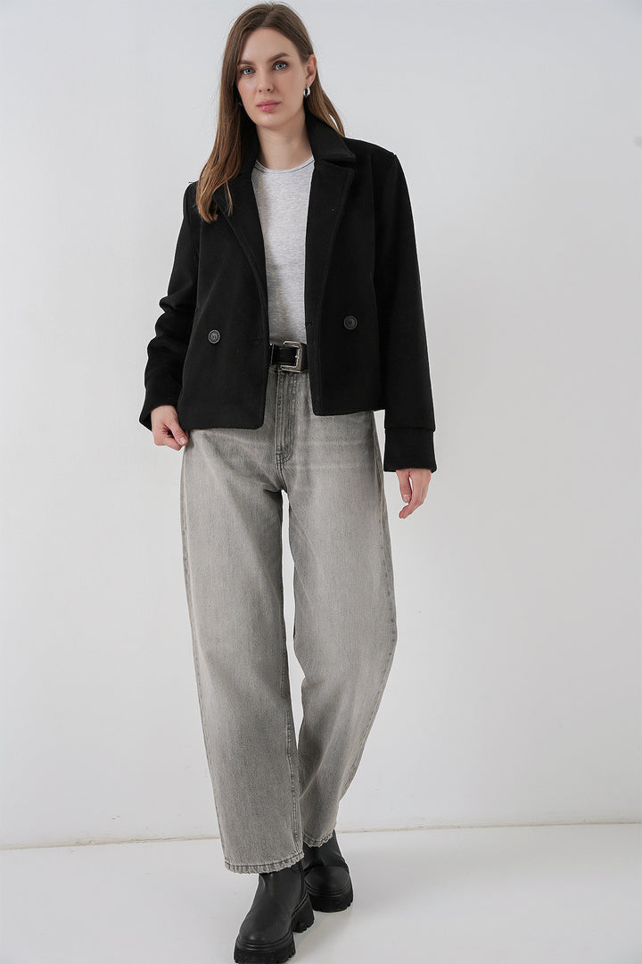 Bigdart Veste en laine courte pour femme 0725 - Noir