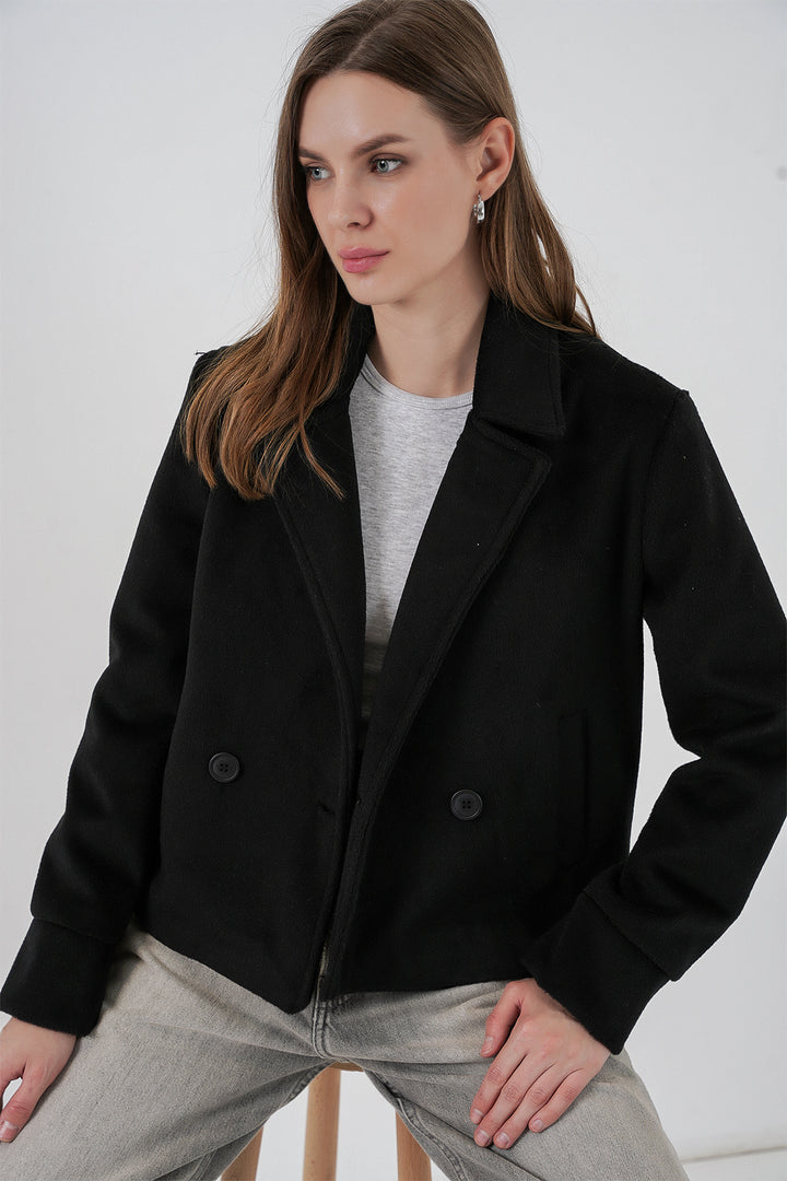 Bigdart Veste en laine courte pour femme 0725 - Noir