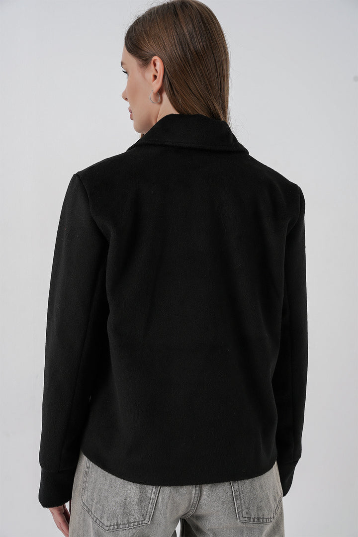Bigdart Veste en laine courte pour femme 0725 - Noir