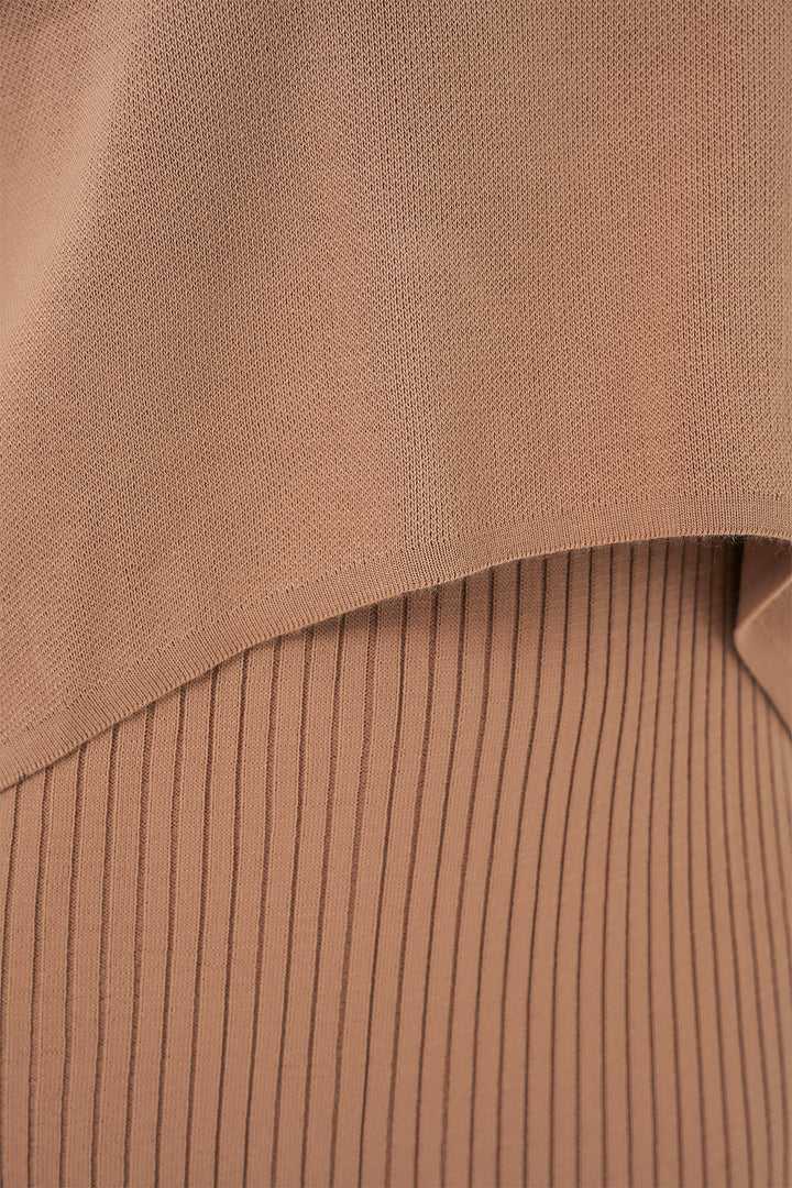 Bigdart Robe Tricot avec Pull Court pour Femmes 15958 - Camel