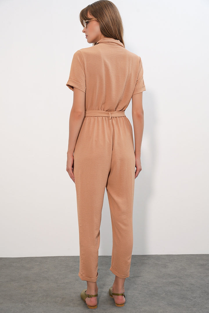 Bigdart Combi-pantalon Ayrobin 7030 à manches courtes pour femmes - Biscuit