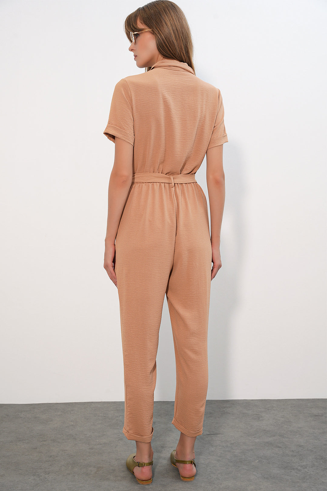 Bigdart Combi-pantalon Ayrobin 7030 à manches courtes pour femmes - Biscuit