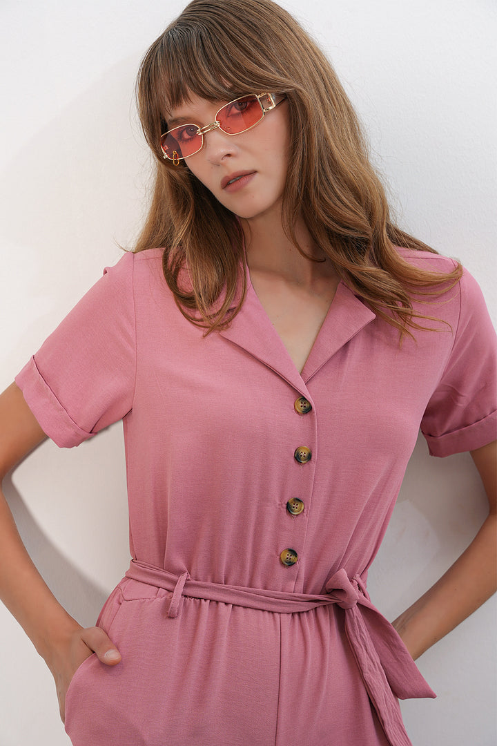 Bigdart Combi-pantalon Ayrobin 7030 à manches courtes pour femmes - Dusty Rose