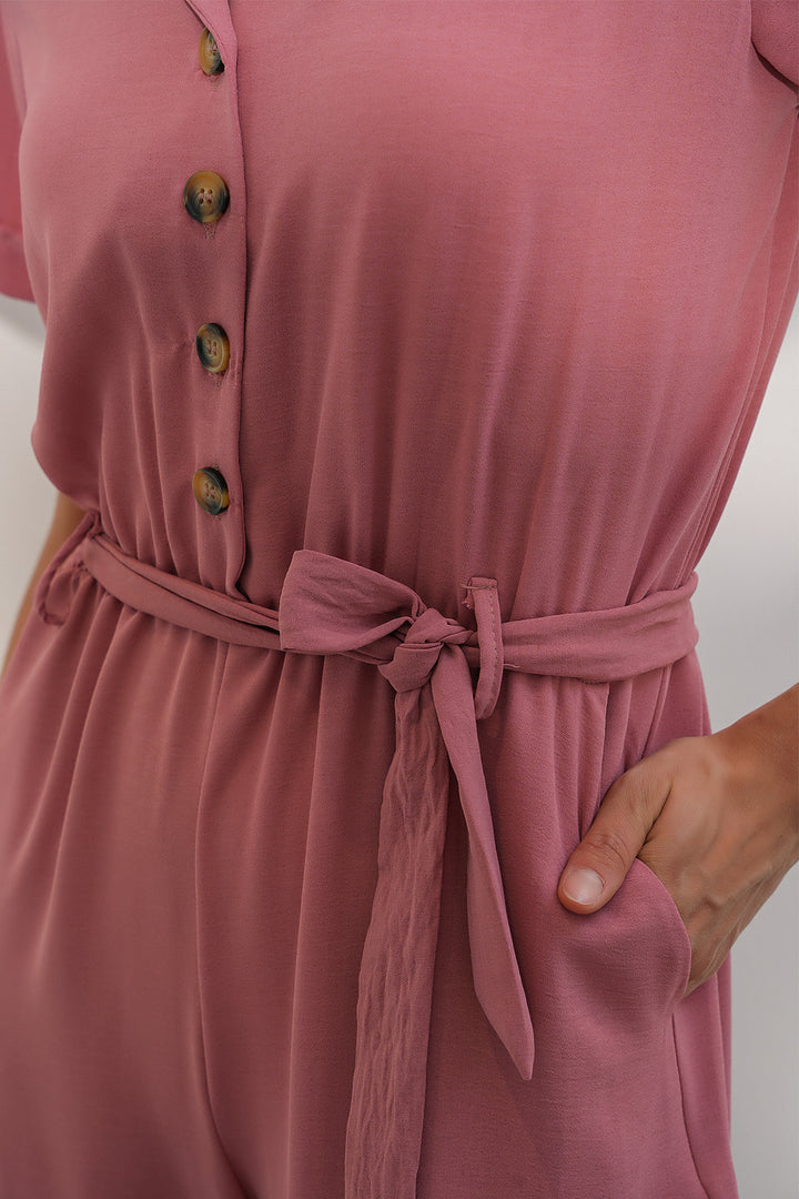 Bigdart Combi-pantalon Ayrobin 7030 à manches courtes pour femmes - Dusty Rose
