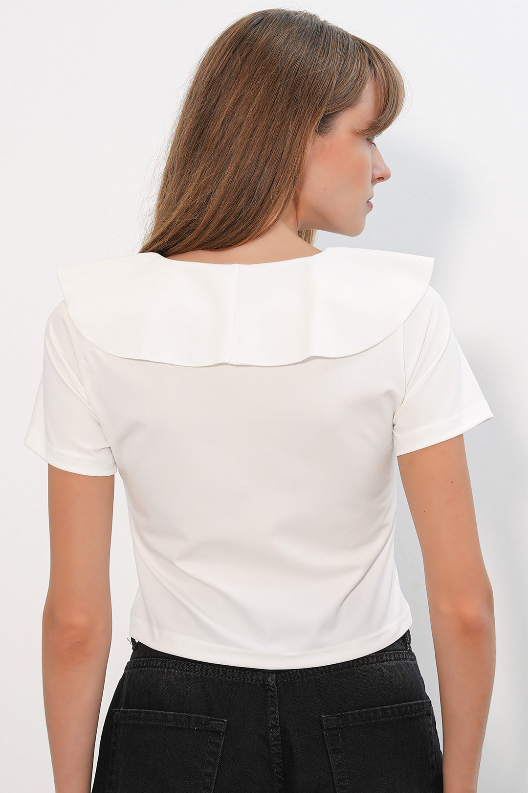 Bigdart Chemisier court à manches courtes pour femme 40001 - Blanc