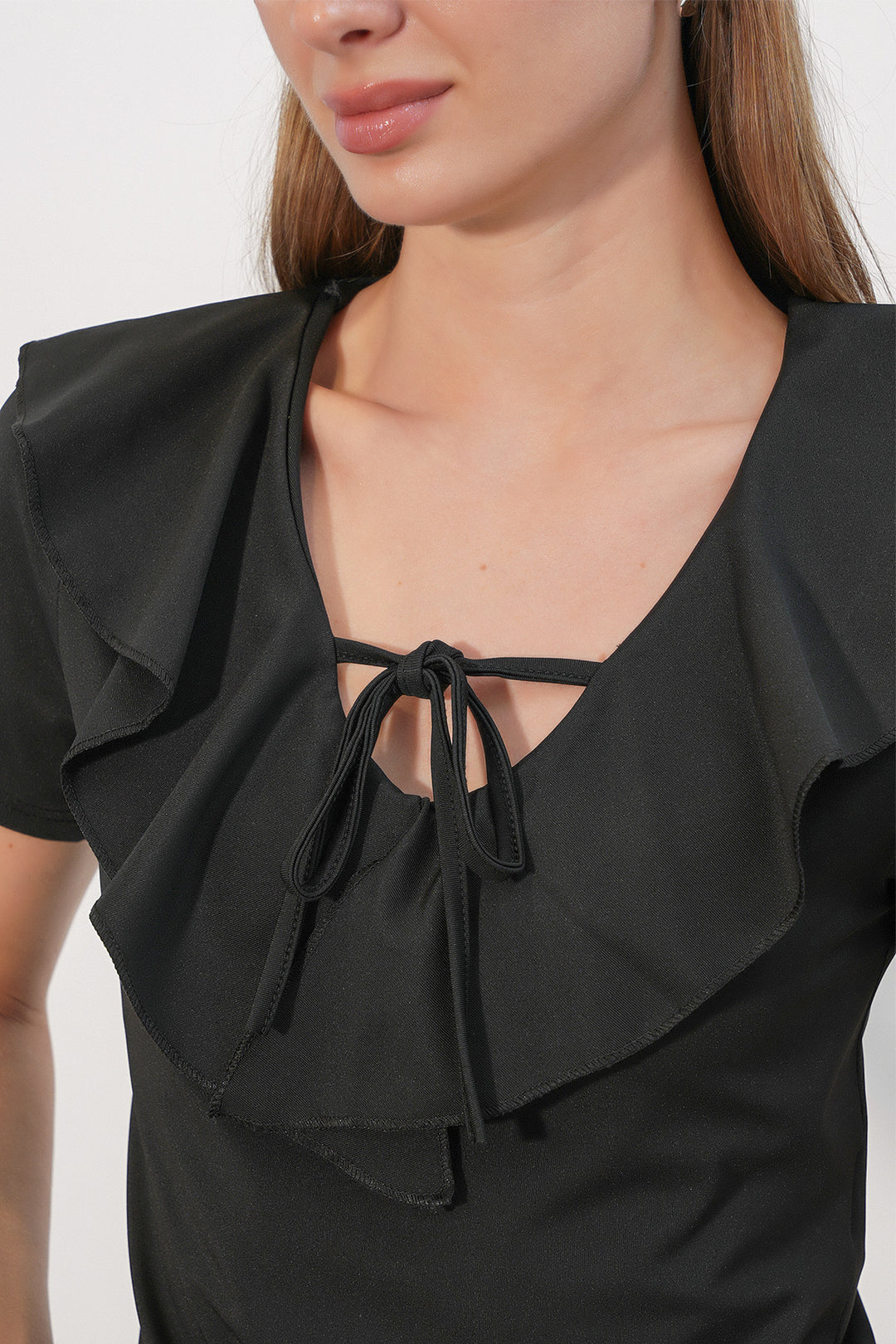 Bigdart Blouse crop à manches courtes pour femme 40001 - Noir