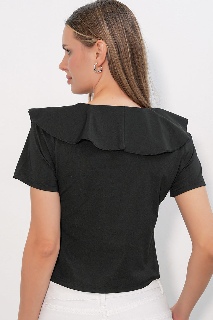 Bigdart Blouse crop à manches courtes pour femme 40001 - Noir