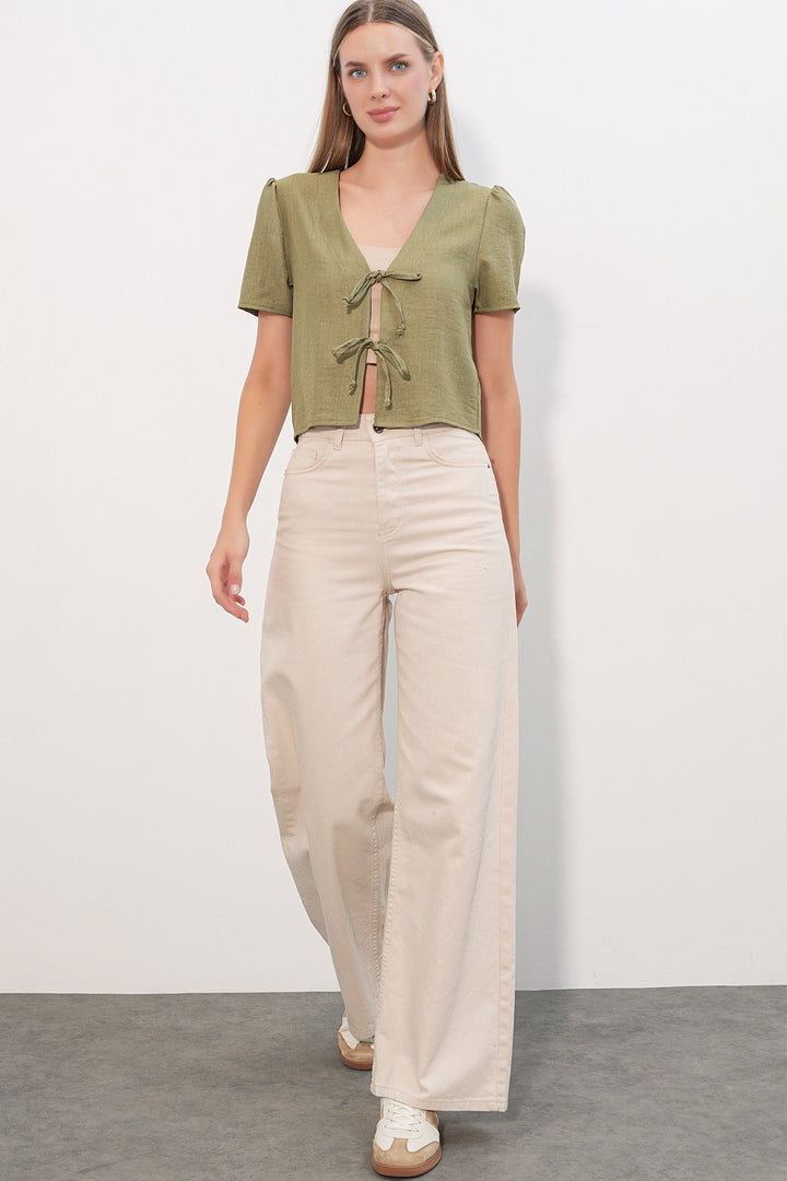 Bigdart Blouse crop à manches courtes pour femme 958 - çağla