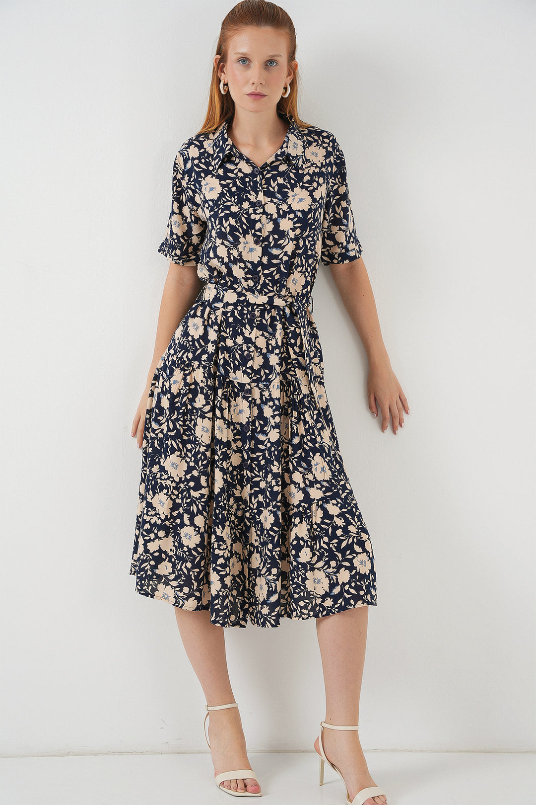 Bigdart Robe à Manches Courtes Imprimée Femme 2560 - Bleu marine