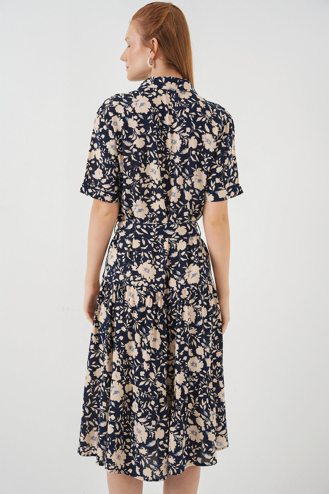 Bigdart Robe à Manches Courtes Imprimée Femme 2560 - Bleu marine