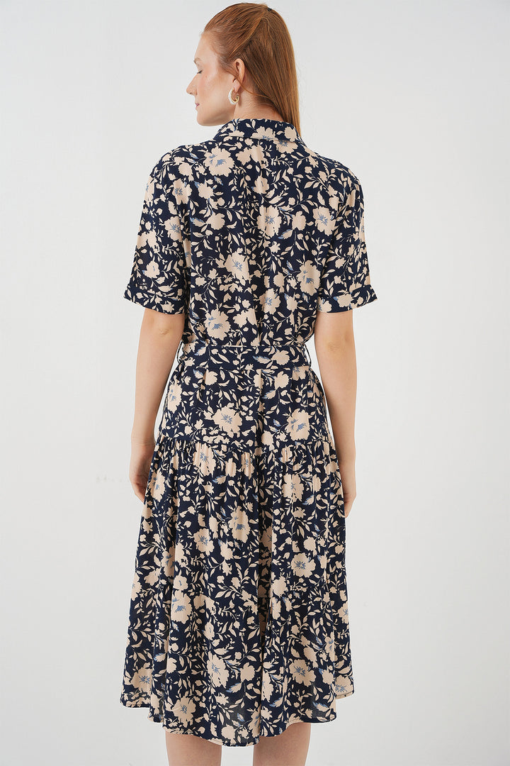 Bigdart Robe à Manches Courtes Imprimée Femme 2560 - Bleu marine