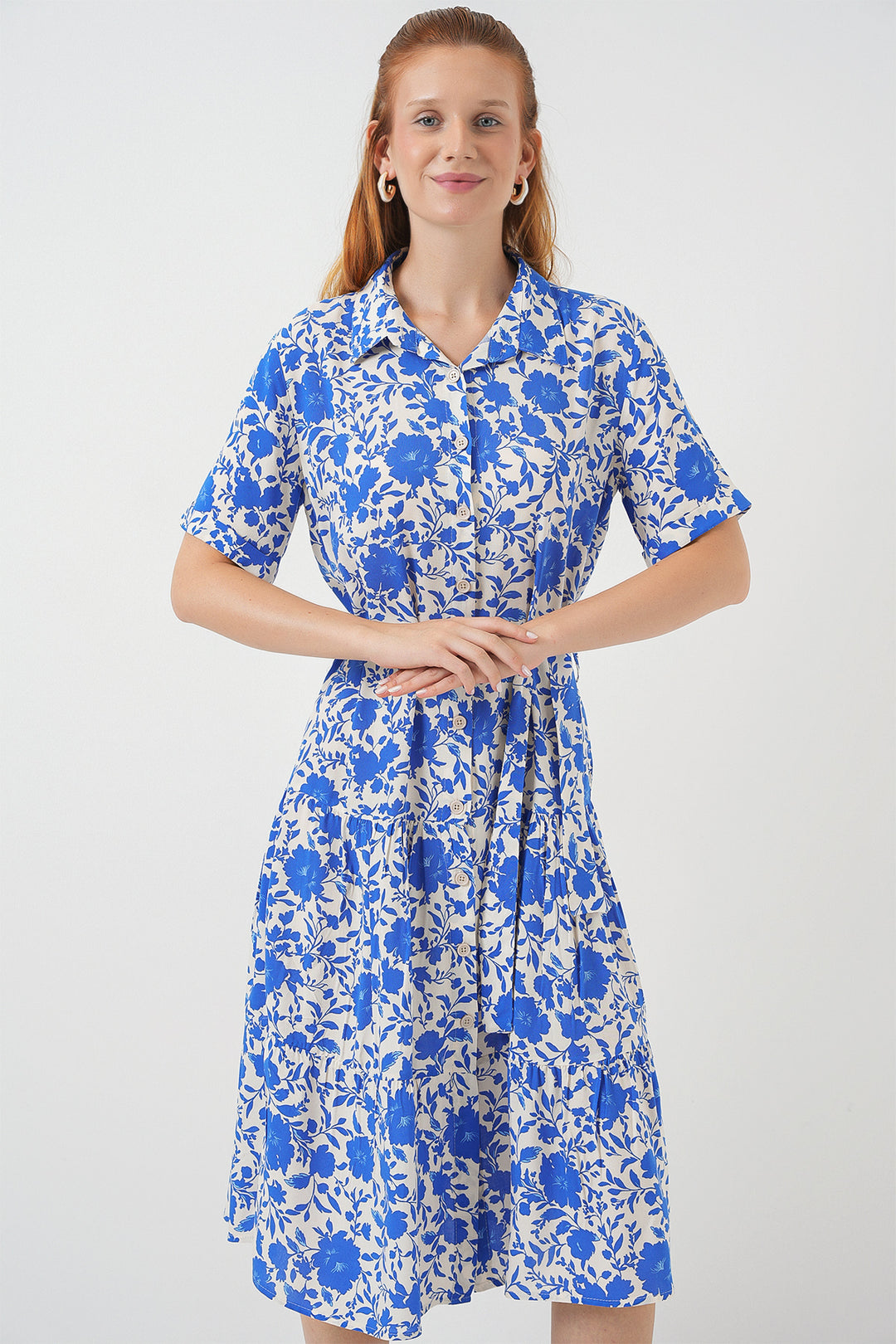 Bigdart Robe à Manches Courtes Imprimée Femme 2560 - Saphir