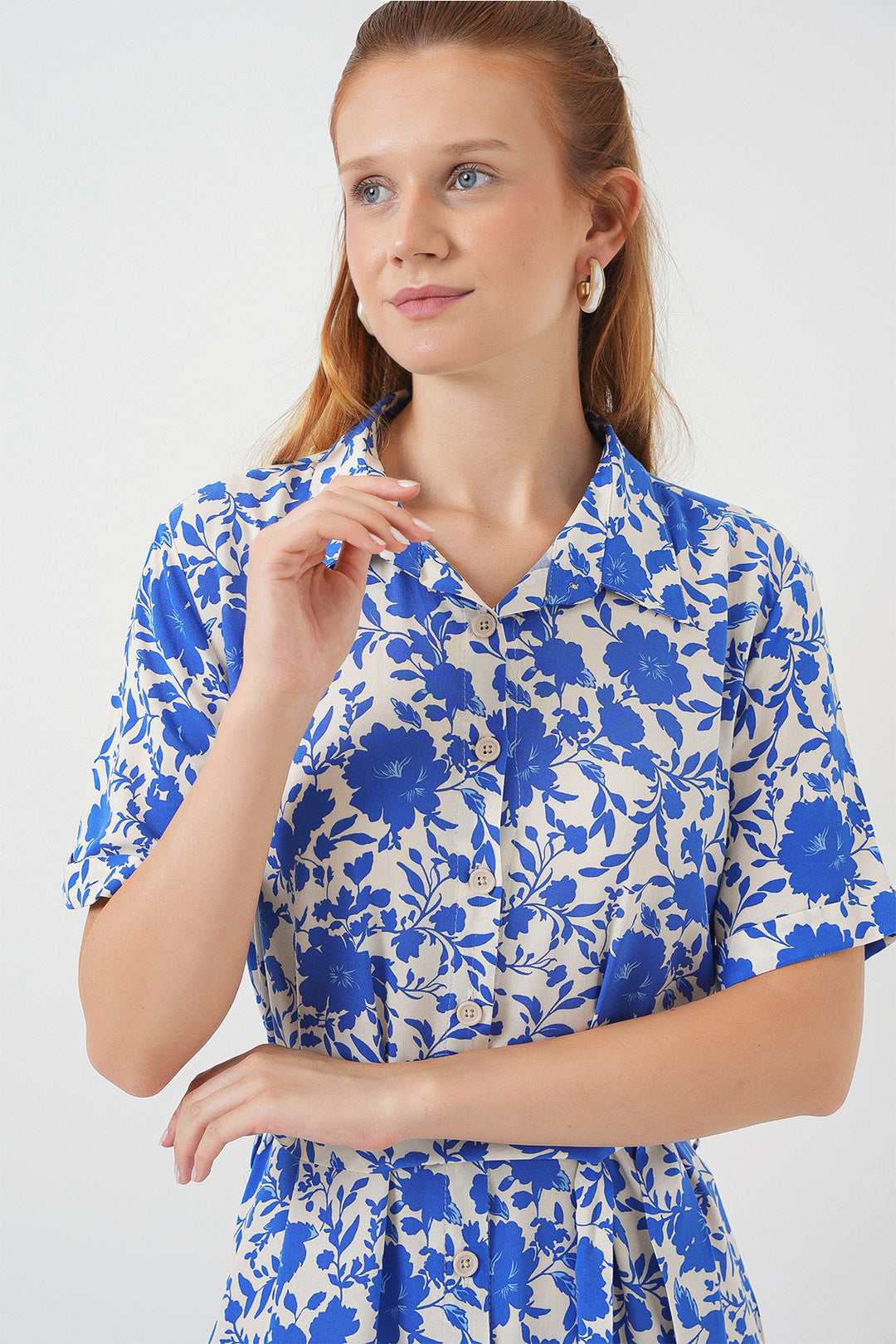 Bigdart Robe à Manches Courtes Imprimée Femme 2560 - Saphir