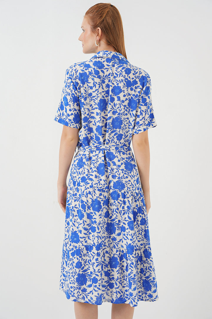 Bigdart Robe à Manches Courtes Imprimée Femme 2560 - Saphir