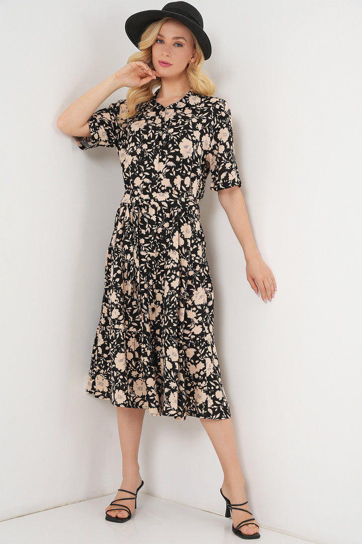 Bigdart Robe à Manches Courtes Imprimée Femme 2560 - Noir