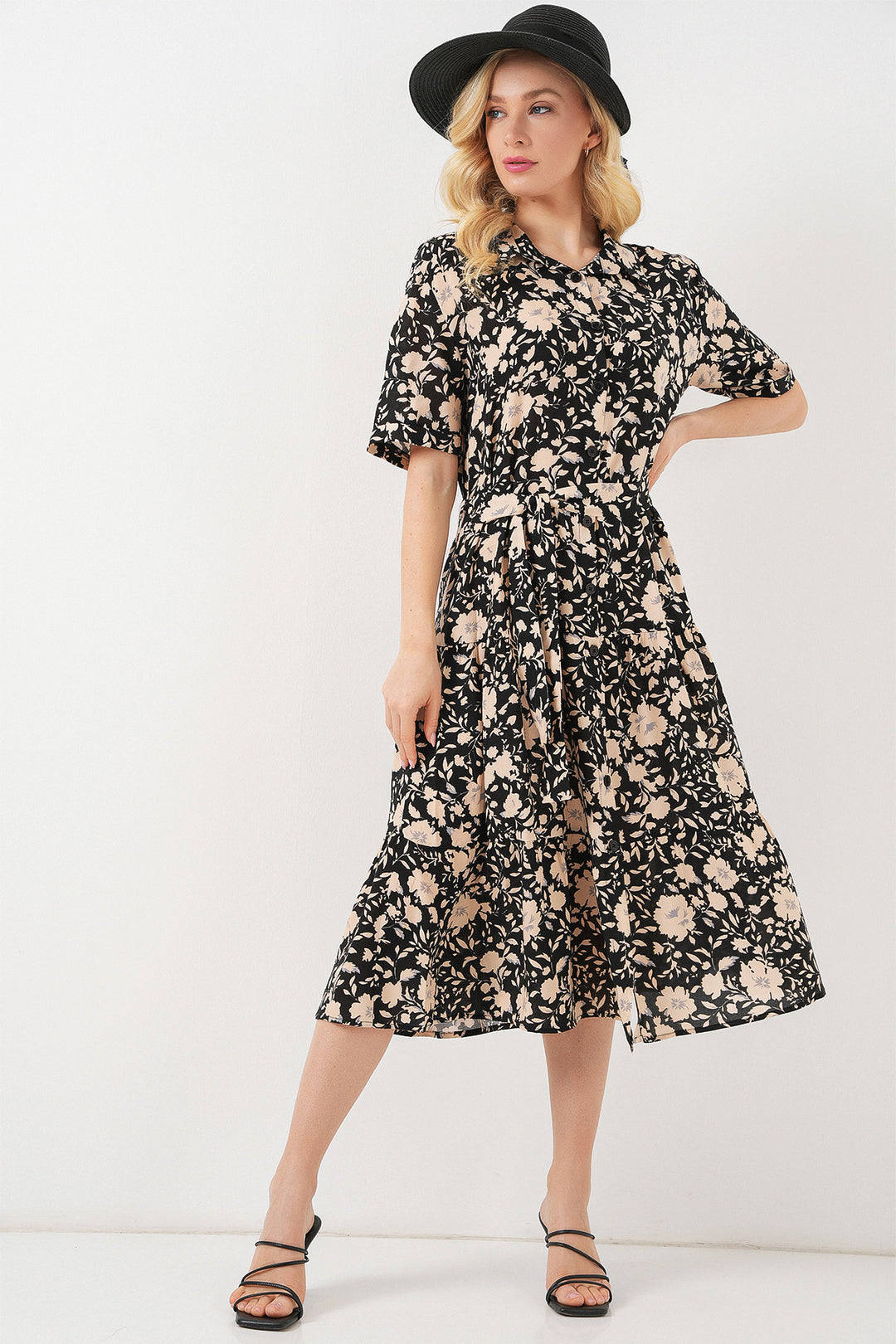 Bigdart Robe à Manches Courtes Imprimée Femme 2560 - Noir