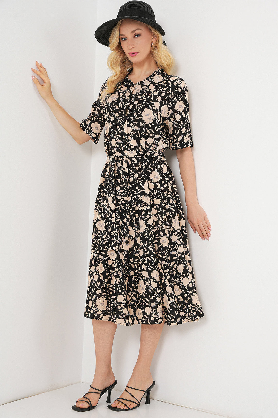 Bigdart Robe à Manches Courtes Imprimée Femme 2560 - Noir