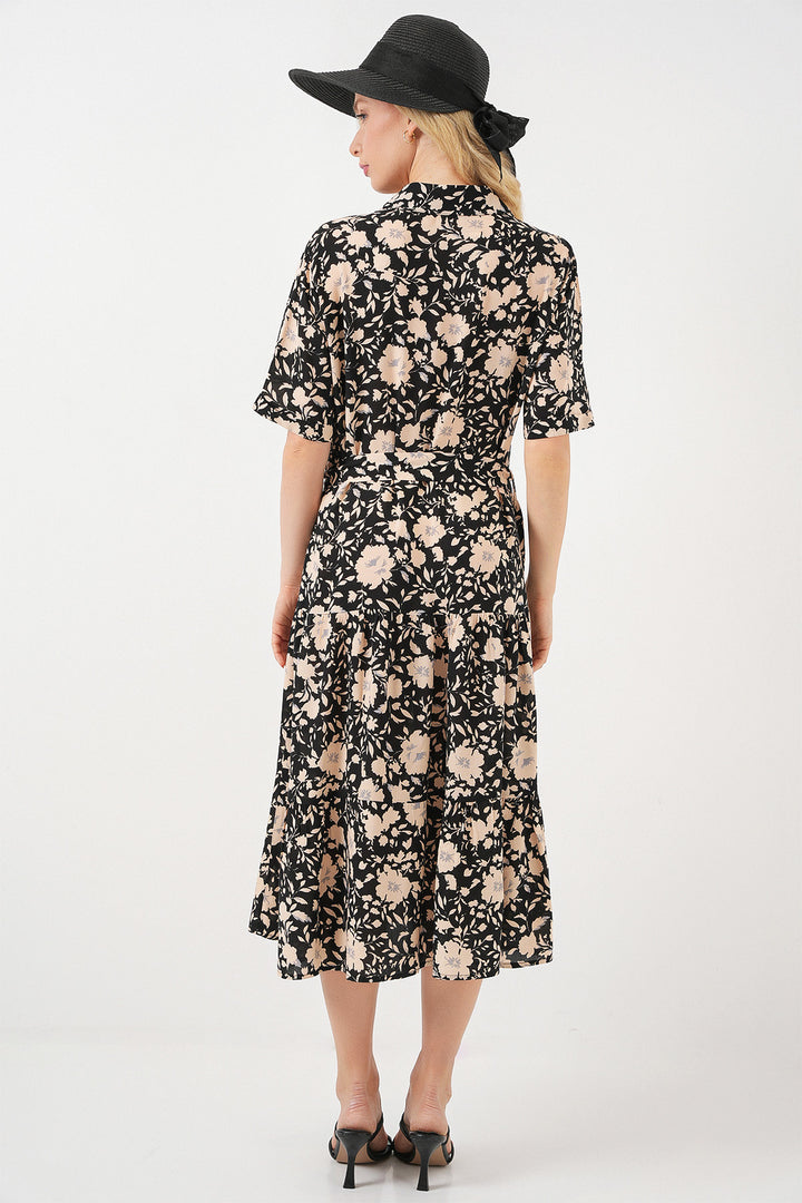 Bigdart Robe à Manches Courtes Imprimée Femme 2560 - Noir