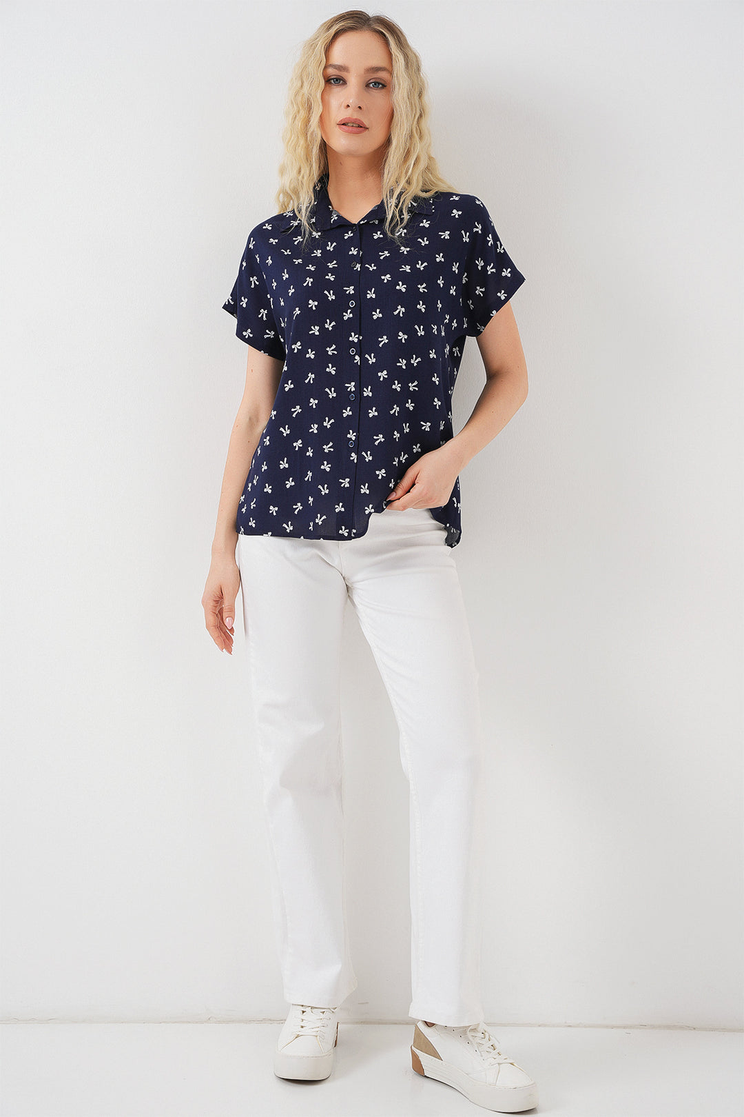 Bigdart Chemise à manches courtes à motifs pour femmes 20310 - Bleu marine