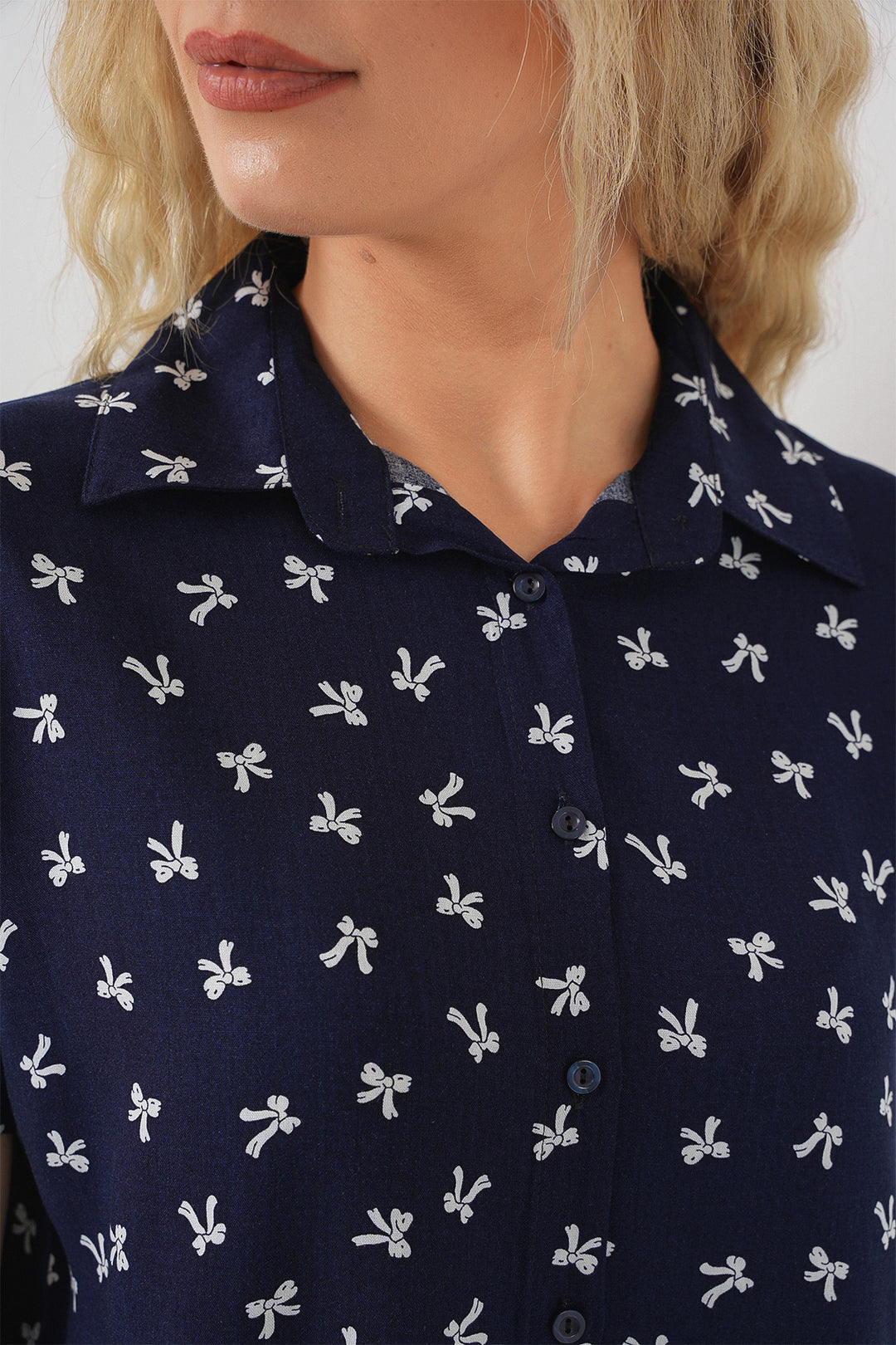 Bigdart Chemisier à manches courtes imprimé femme 20310 - Bleu marine