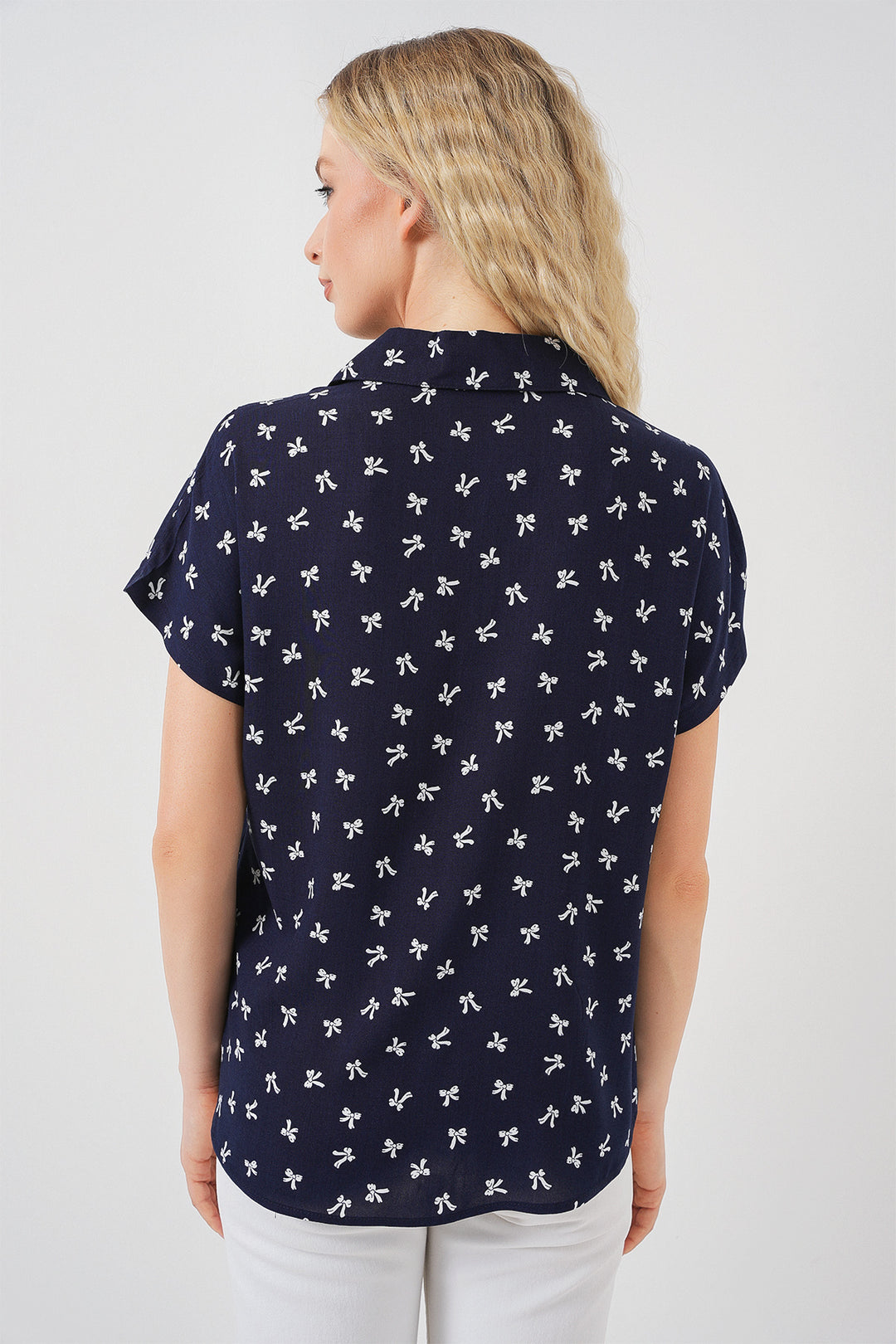 Bigdart Chemisier à manches courtes imprimé femme 20310 - Bleu marine