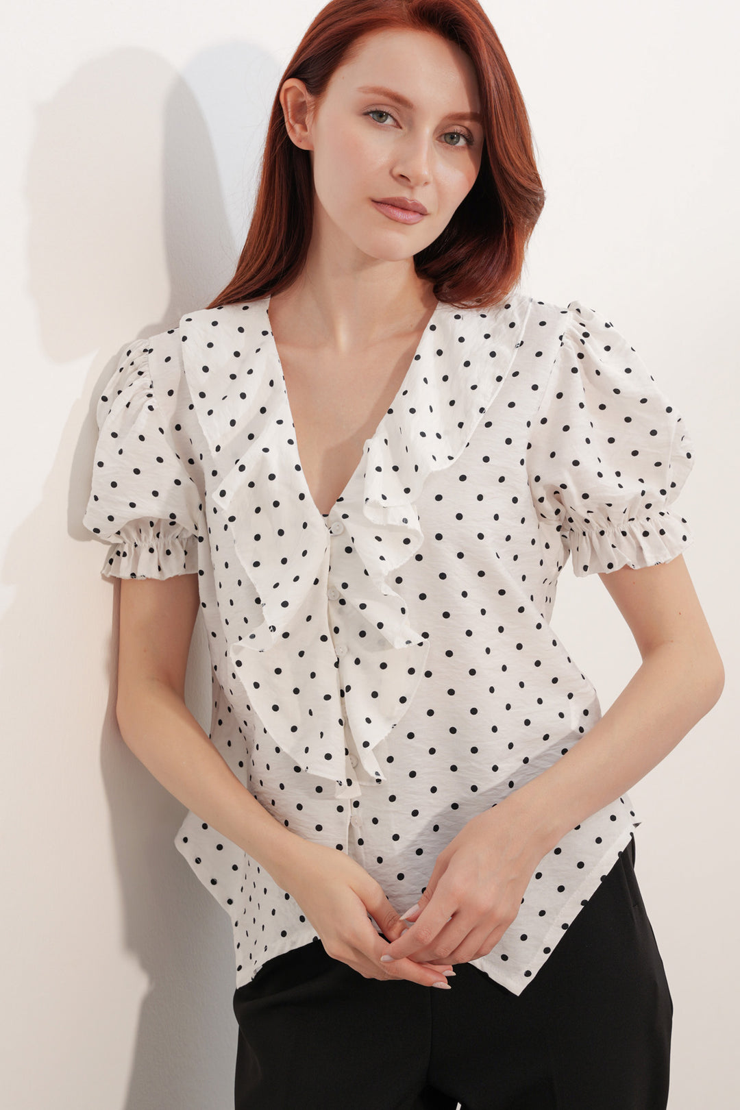 Bigdart Blouse à boutons à manches courtes pour femme 40029 - Blanc