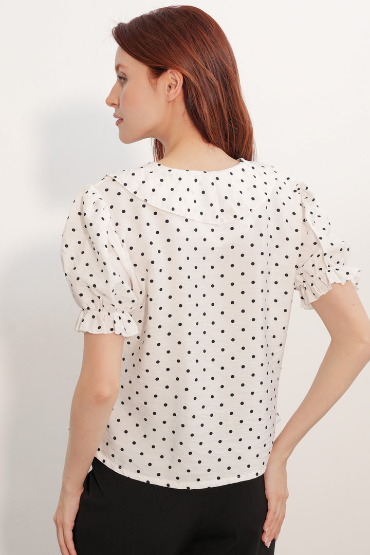 Bigdart Blouse à boutons à manches courtes pour femme 40029 - Blanc