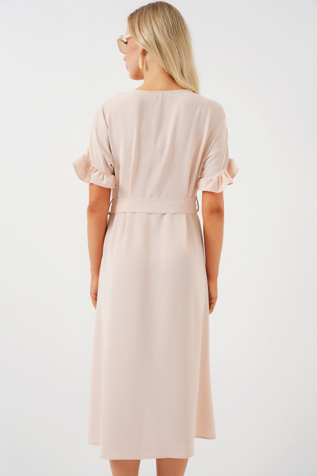 Bigdart Robe à manches courtes avec boutons pour femme 2555 - Crème
