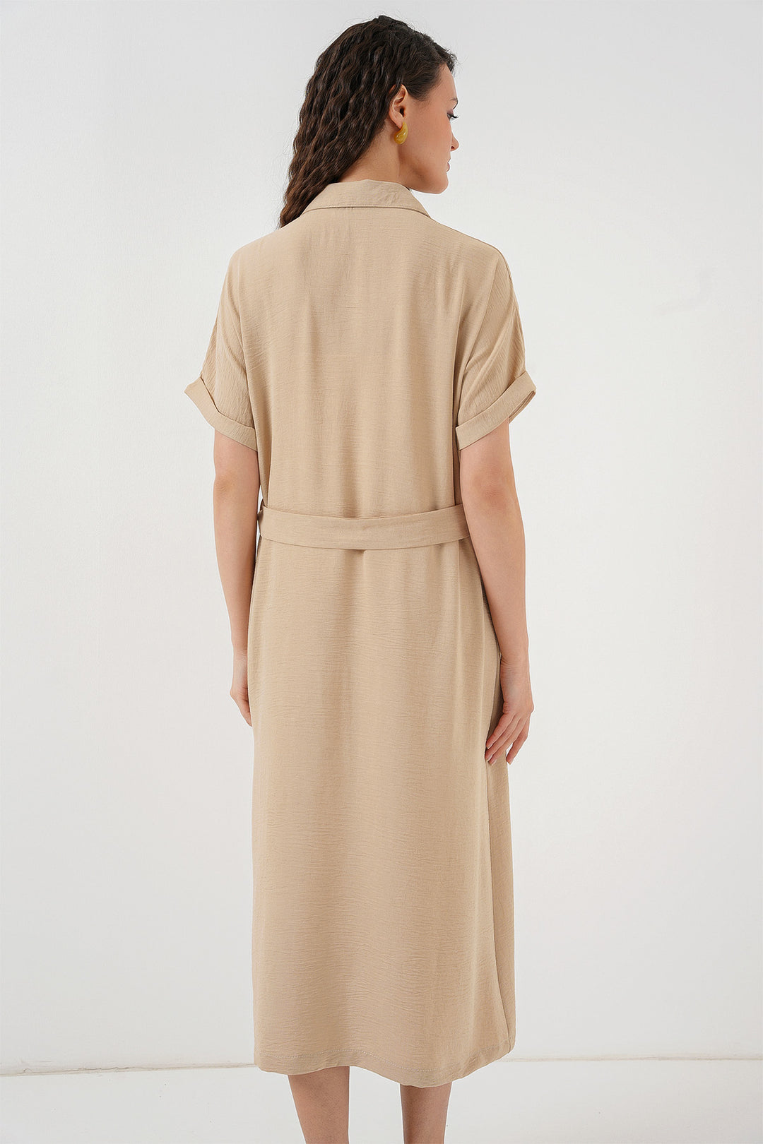 Bigdart Kadın Kısa Kol Elbise 2214 - Beige