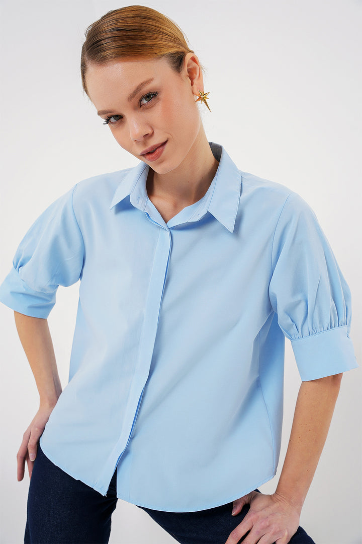 Bigdart Femme Chemise Manches Courtes 20312 - Bleu