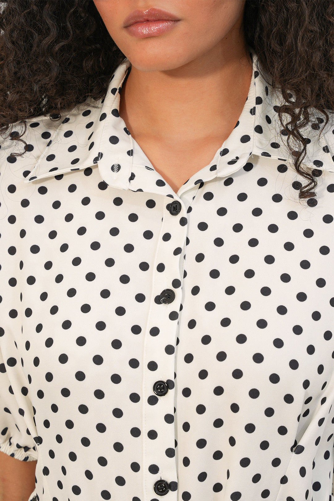 Bigdart Robe à pois à manches courtes avec ceinture pour femme 2608 - Blanc