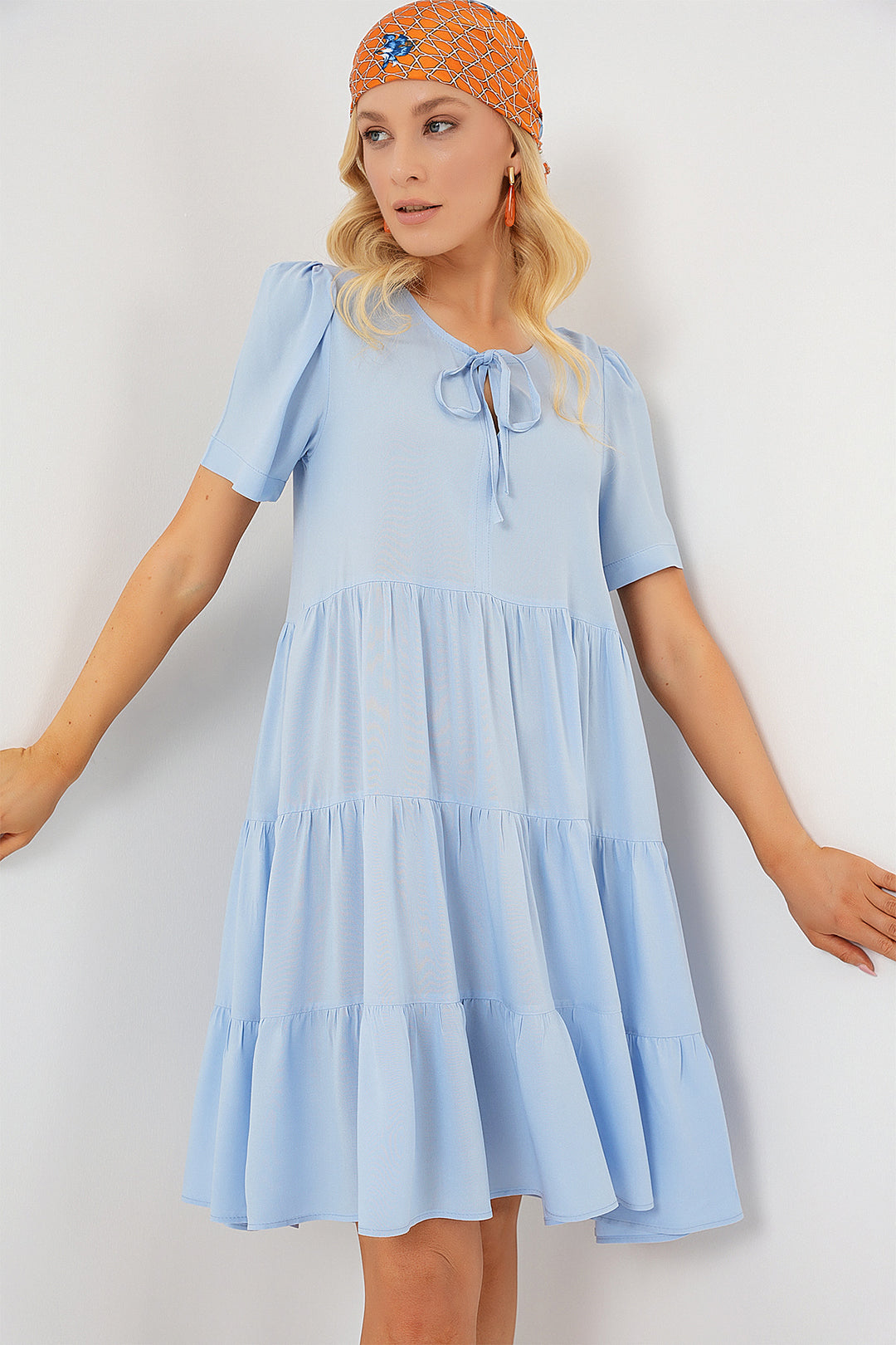 Bigdart Robe courte à manches courtes femme 2554 - Bleu