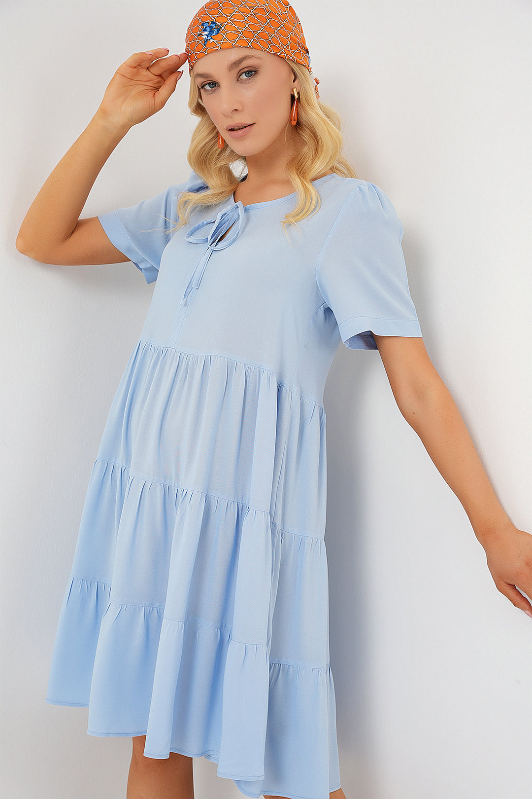Bigdart Robe courte à manches courtes femme 2554 - Bleu