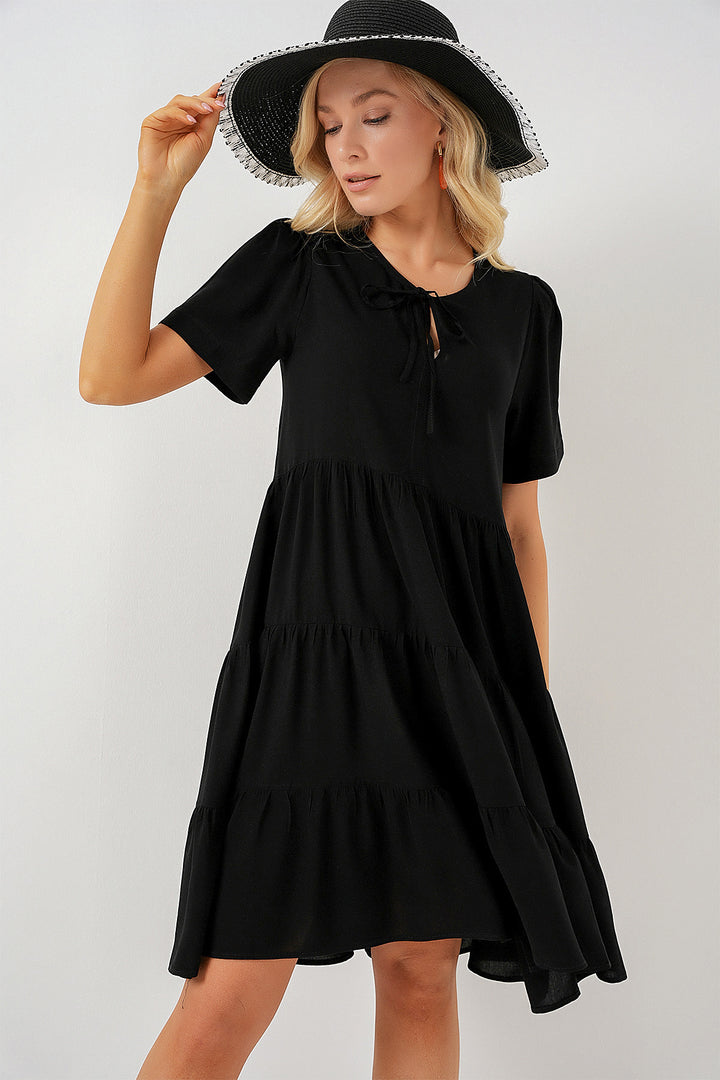 Bigdart Robe courte à manches courtes pour femme 2554 - Noir