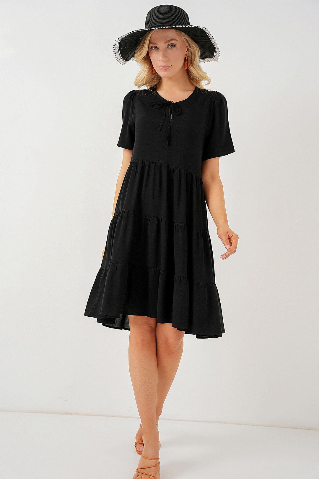 Bigdart Robe courte à manches courtes pour femme 2554 - Noir